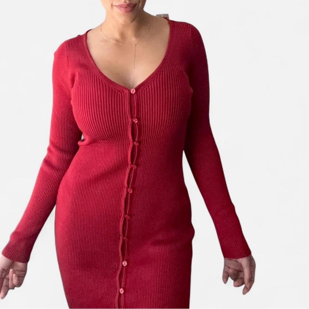 Abercrombie & Fitch Red Ribbed Mini Dress